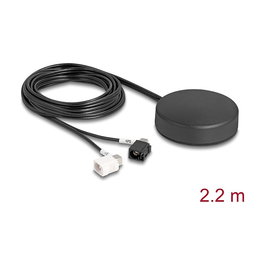 DeLOCK 90771 Antena GNSS 4G Externa Omnidireccional 5 dBi, 2.2 m RG-174, FAKRA A/B, IP67 para Montaje en Techo, Negro