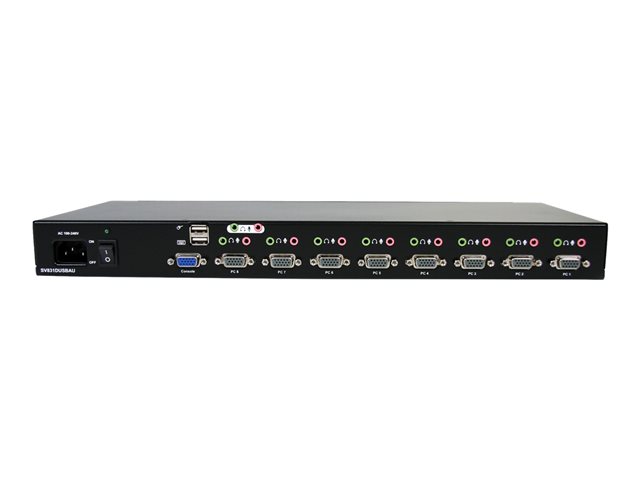 StarTech.com Conmutador KVM 8 Puertos VGA HD15 USB 2.0 Audio 1U Rack Estante SV831D