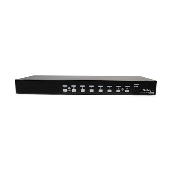 StarTech Conmutador KVM Switch 8 Puertos USB 2.0 y VGA con Audio y Montaje en Rack 1U para Hasta 8 PC - Resolución 1920x1440