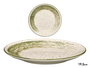 Vessia Plato Postre Patinado Verde y Blanco de Cerámica Porcelana, 19.5 cm (Set de 36)