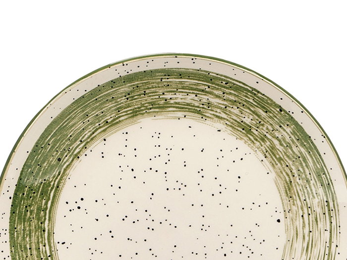 Vessia Plato Postre Patinado Verde y Blanco de Cerámica Porcelana, 19.5 cm (Set de 36)
