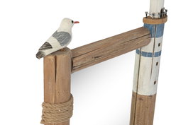 DKD Home Decor Espejo Marino dandou 26 Antique 3D, Blanco/Natural, Madera Reciclada y Cristal, 45x5x77 cm, 2 Unidades