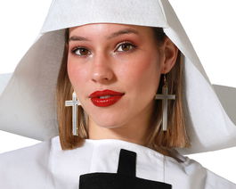 Pendientes Dorados En Cruz Para Disfraz Religioso O Gótico