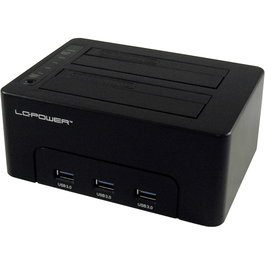 LC-Power LC-DOCK-U3-HUB Estación de acoplamiento de disco duro dual con concentrador USB 3.0