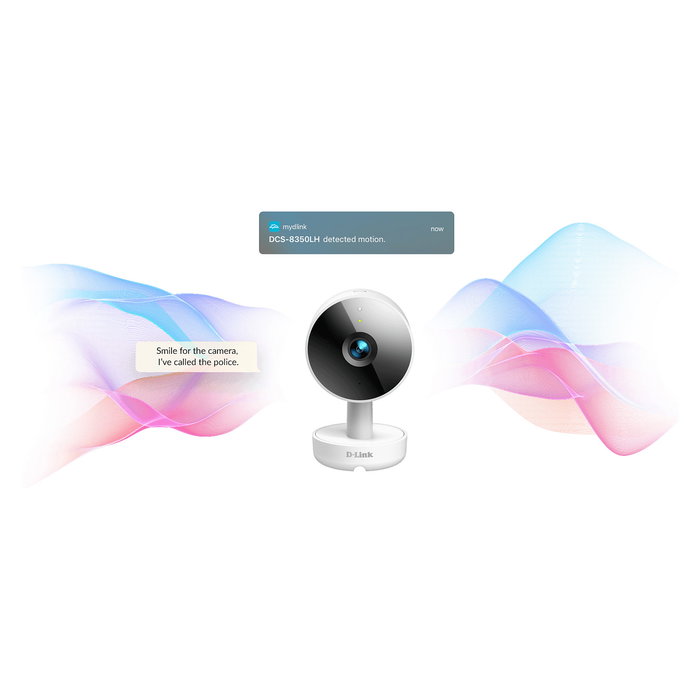 D-Link DCS-8350LH Cámara de Seguridad Interior 2K QHD Wi-Fi, Compatible con Alexa y Google Assistant, para Escritorio, Blanca