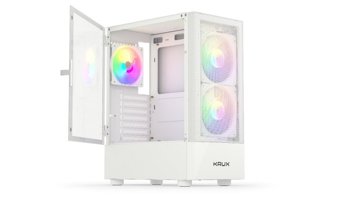 Krux Vako White RGB Torre PC Blanca con Ventilación y Espacio Krux Vako White RGB Torre PC Blanca con Ventilación y Espacio