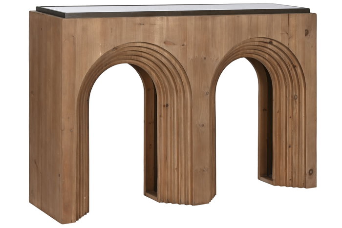DKD Home Decor Consola Marron Negro Abeto Cristal 122 x 30 x 80 cm DKD Home Decor Consola Marron Negro Abeto Cristal 122 x 30 x 80 cm