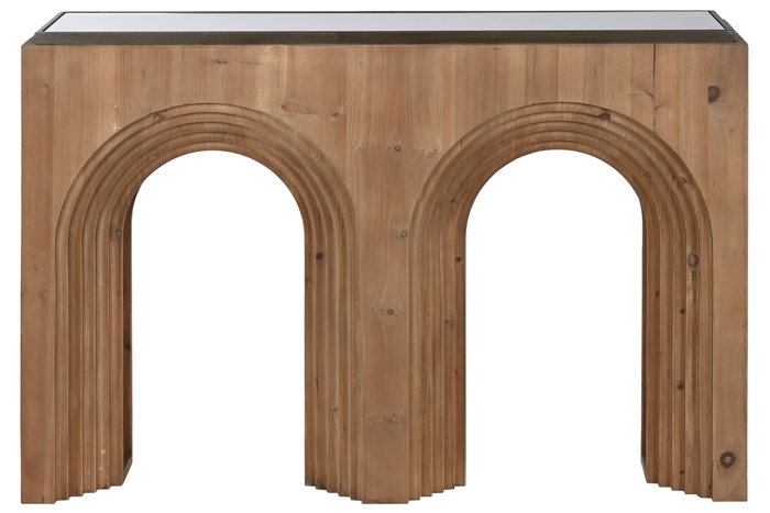 DKD Home Decor Consola Marron Negro Abeto Cristal 122 x 30 x 80 cm DKD Home Decor Consola Marron Negro Abeto Cristal 122 x 30 x 80 cm