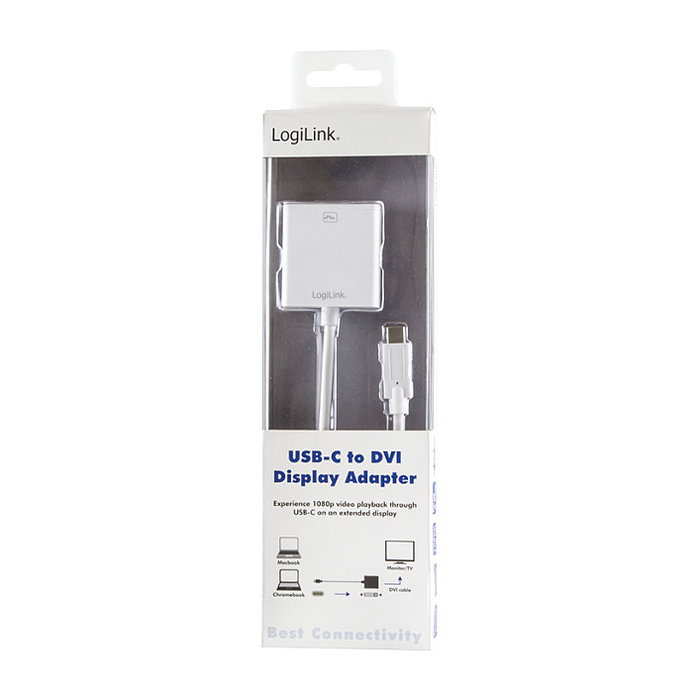 LogiLink Adaptador de vídeo USB tipo C a DVI UA0245A, Blanco LogiLink Adaptador de vídeo USB tipo C a DVI UA0245A, Blanco