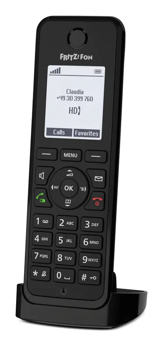 AVM FRITZ!Fon M3 International - Teléfono DECT inalámbrico de escritorio con contestador automático, altavoz, 1000 entradas, identificador de llamadas y pantalla 1.8" - Negro