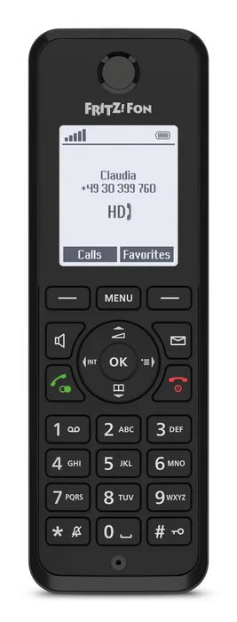 AVM FRITZ!Fon M3 International - Teléfono DECT inalámbrico de escritorio con contestador automático, altavoz, 1000 entradas, identificador de llamadas y pantalla 1.8" - Negro