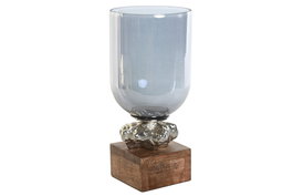 DKD Home Decor Portavelas de Cristal y Aluminio Multicolor
