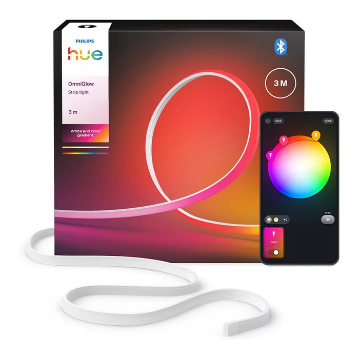 Philips Hue OmniGlow Tira de Luces Gradient, 5m, Bluetooth/Zigbee, Cambia de Color, 4500 lm, Compatible con Alexa, Google Assistant y Apple HomeKit