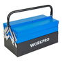 Workpro Caja de Herramientas Metálica, 41.5 x 20 x 20 cm, 5 Compartimentos con 4 Bandejas Plegables, Asa, Color Azul y Negro