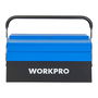 Workpro Caja de Herramientas Metálica, 41.5 x 20 x 20 cm, 5 Compartimentos con 4 Bandejas Plegables, Asa, Color Azul y Negro