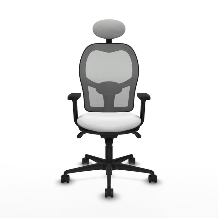 PIQUERAS Y CRESPO Silla de oficina Jorquera con mecanismo Sincro, Tela Blanca y Malla Gris
