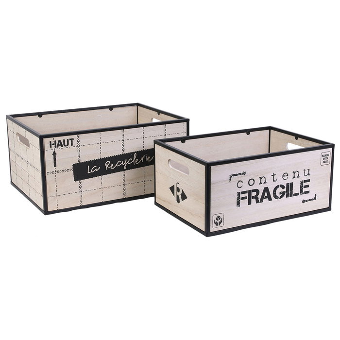 Home Deco Factory Conjunto de 2 Cajas de Madera y Metal Home Deco Factory Conjunto de 2 Cajas de Madera y Metal