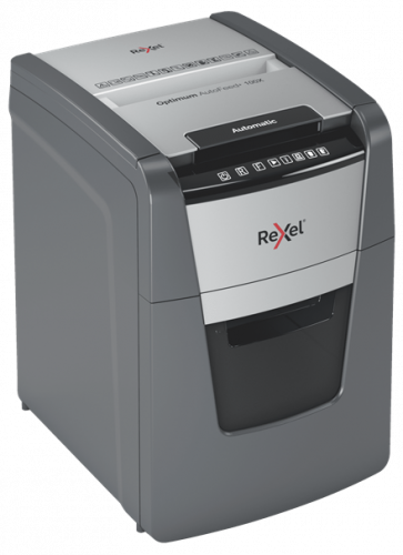 Rexel 2020100X Trituradora de Papel Optimum AutoFeed+ 100X, Corte Cruzado, 100 Hojas, 55 dB, Negro/Gris