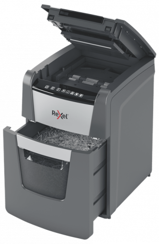Rexel 2020100X Trituradora de Papel Optimum AutoFeed+ 100X, Corte Cruzado, 100 Hojas, 55 dB, Negro/Gris