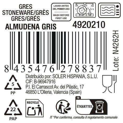 La Mediterranea Taza 90cc Gris Almudena MD