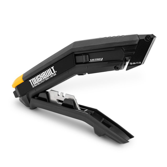 Toughbuilt Cúter Angulado Autocarga con Barra de Palanca, Botón Liberación Rápida, Almacén 20 Cuchillas Incluye 5, Cuchillas Trapezoidales Estándar