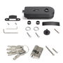 Emuca Cerradura para puerta de cristal con marco de madera, bombillo con llaves, puerta vidrio 8-12mm, acero y aluminio, pintado negro