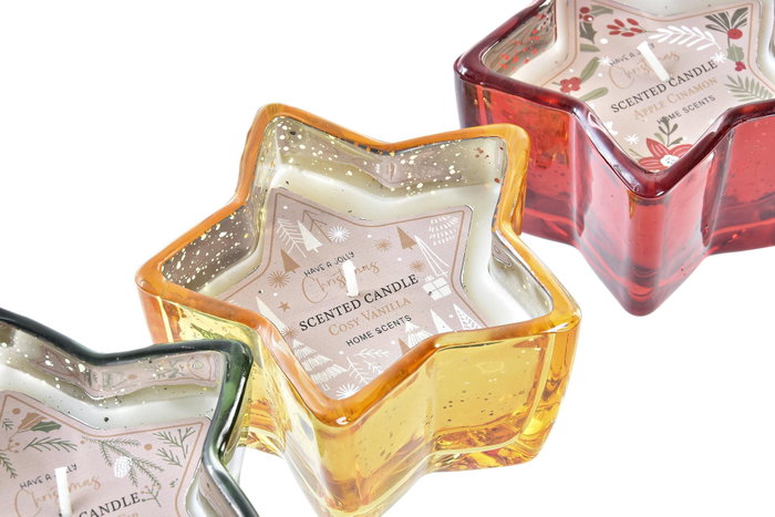 DKD Home Decor Vela Navidad Tradicional Rojo Verde 3 Unidades, Cristal, 10 x 5.5 x 10 cm