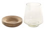 DKD Home Decor Set de 2 Portavelas de Mango y Cristal Natural Marrón