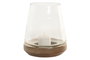 DKD Home Decor Set de 2 Portavelas de Mango y Cristal Natural Marrón