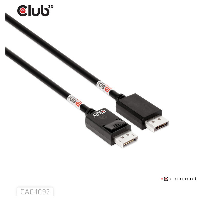 Club 3D Cable DisplayPort 2.1 DP80 Certificado 10K/8K/4K Macho a Macho 1.6m Club 3D Cable DisplayPort 2.1 DP80 Certificado 10K/8K/4K Macho a Macho 1.6m