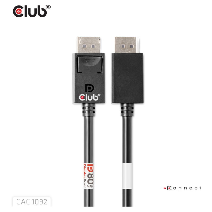 Club 3D Cable DisplayPort 2.1 DP80 Certificado 10K/8K/4K Macho a Macho 1.6m Club 3D Cable DisplayPort 2.1 DP80 Certificado 10K/8K/4K Macho a Macho 1.6m