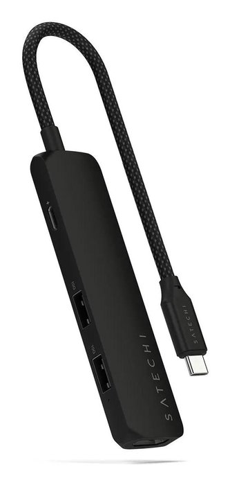 Satechi USB-C Slim Multi-Port Hub 4 en 1 Adapter, Schwarz, ST-P4SK