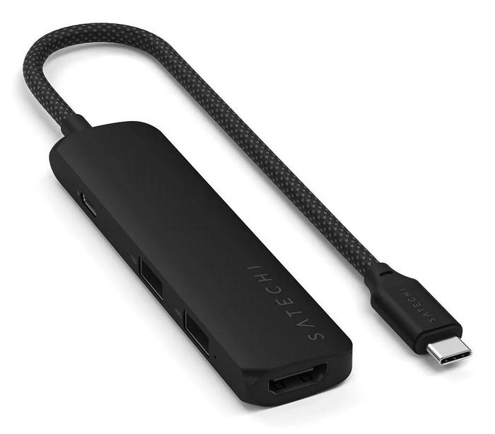 Satechi USB-C Slim Multi-Port Hub 4 en 1 Adapter, Schwarz, ST-P4SK