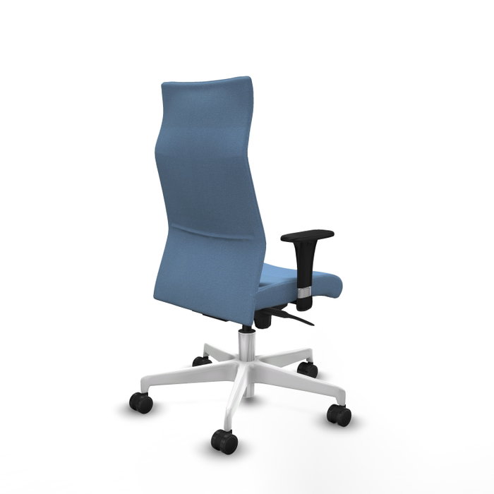 PIQUERAS Y CRESPO Sillón Albacete con Mecanismo Sincro, Tela Azul Cielo, Base Blanca