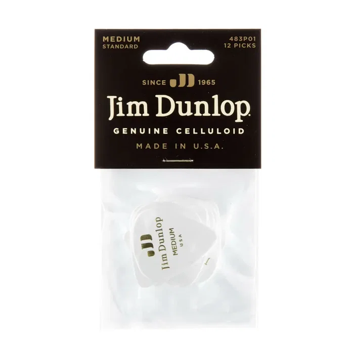 Dunlop Pack 12 Púas Genuine Celluloid Blanco Medium Dunlop Pack 12 Púas Genuine Celluloid Blanco Medium