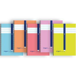 Eriggan Cuaderno Espiral 80H Folio 70 gr Tapa Cartoncillo Colores Surtidos Set 10 Unidades (Set de 10)