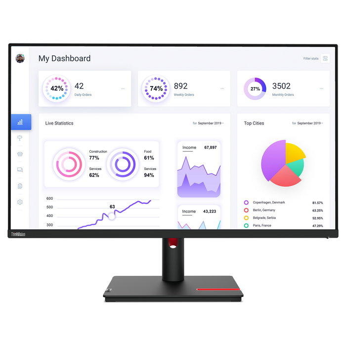 Lenovo ThinkVision T32p-30 Monitor 31.5" 4K UHD IPS 6ms 16:9 Negro con USB-C (90W), HDMI 2.0, DP 1.4