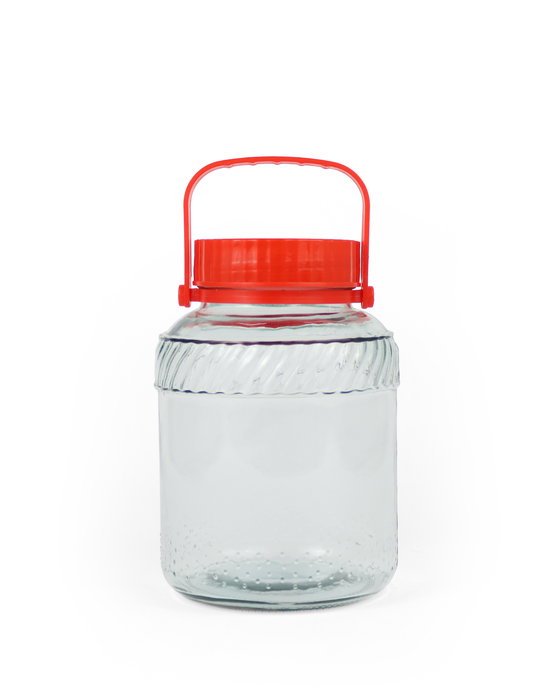 La Mediterranea Tarro de Vidrio con Tapa y Asa 2000 ml, Dimensiones 14.5 x 14.5 x 21 cm (6 Unidades)
