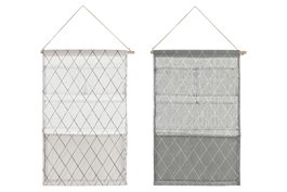 DKD Home Decor Organizador de Armario JAPAN STRIPES Gris y Blanco