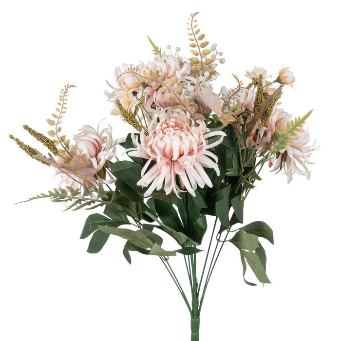 Bouquet Crisantemo Rosa Pvc-Tejido 52 cm (Set de 6)