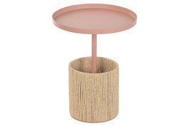 DKD Home Decor Mesita Auxiliar Hierro y Fibra Natural