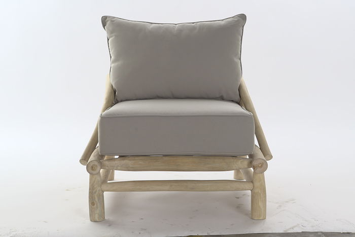 DKD Home Decor Butaca Brewi Balines Gris Claro Natural 82 x 80 x 73 cm