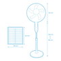 Edm Ventilador de pie solar blanco 25W con aspas de 40 cm