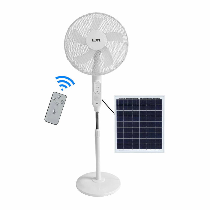 Edm Ventilador de pie solar blanco 25W con aspas de 40 cm Edm Ventilador de pie solar blanco 25W con aspas de 40 cm
