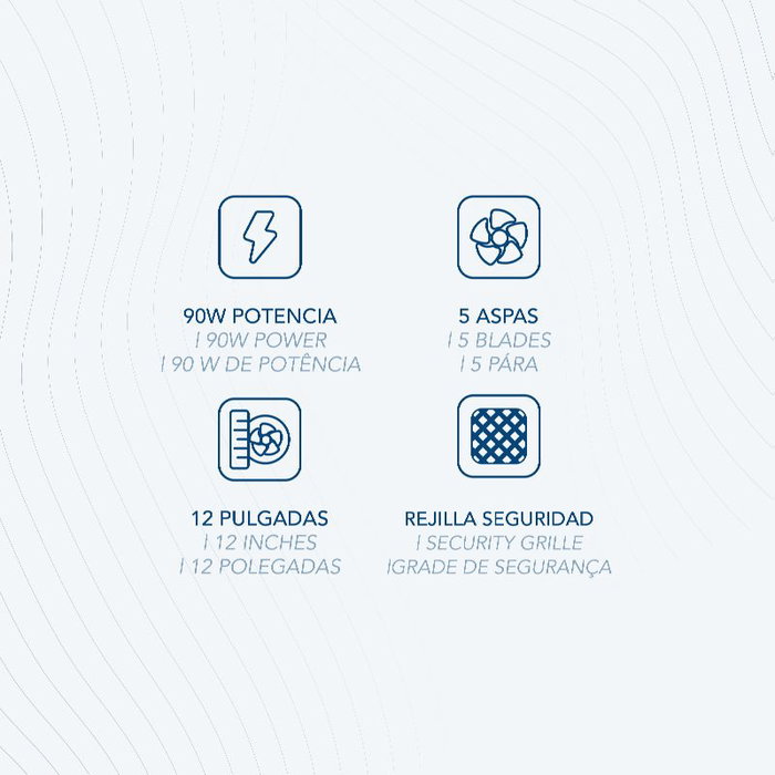 Daewoo Ventilador de Pie Alta Velocidad 90W, 30 cm (12"), Base Redonda con Mando a Distancia