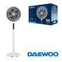 Daewoo Ventilador de Pie Alta Velocidad 90W, 30 cm (12"), Base Redonda con Mando a Distancia