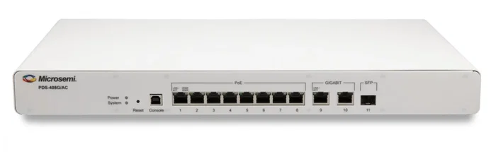 Microsemi PDS-408G Switch de Red Gestionado L2, 8 Puertos PoE++ IEEE 802.3bt (60W), 2 Puertos Gigabit SFP, 10/100/1000 Mbps, Blanco