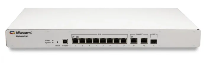 Microsemi PDS-408G Switch de Red Gestionado L2, 8 Puertos PoE++ IEEE 802.3bt (60W), 2 Puertos Gigabit SFP, 10/100/1000 Mbps, Blanco