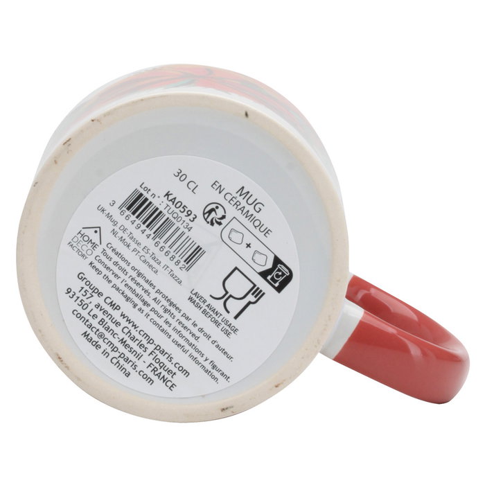 Home Deco Factory Mug 300 Ml Paradis Exotique Ilustración Asa Roja Home Deco Factory Mug 300 Ml Paradis Exotique Ilustración Asa Roja