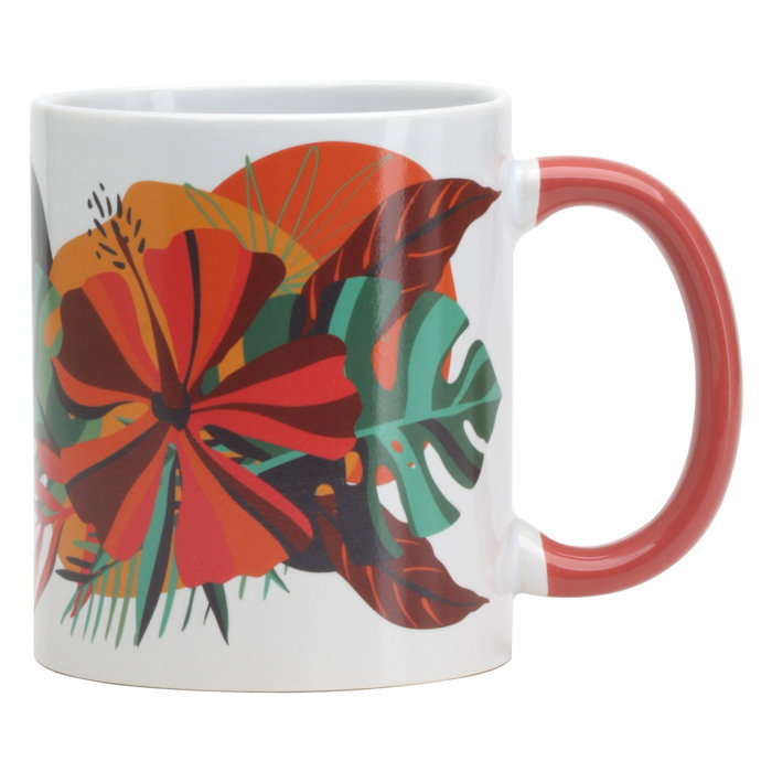 Home Deco Factory Mug 300 Ml Paradis Exotique Ilustración Asa Roja Home Deco Factory Mug 300 Ml Paradis Exotique Ilustración Asa Roja